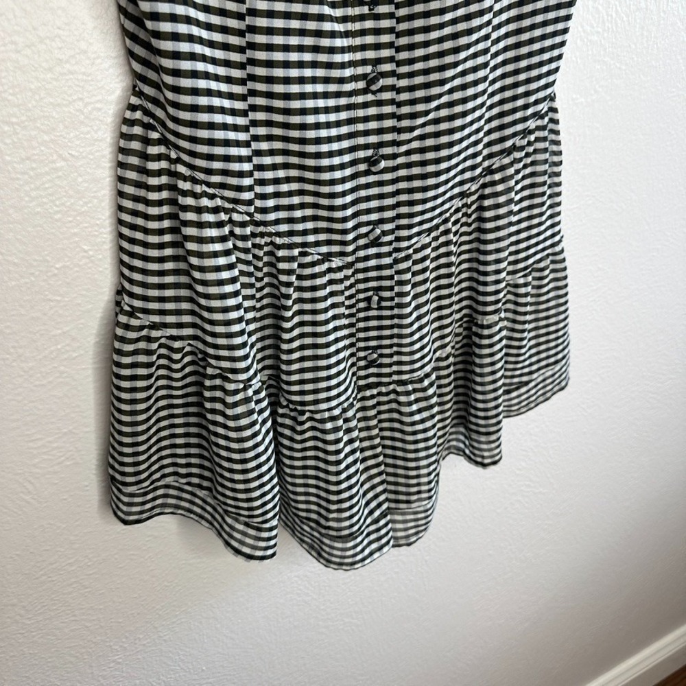 Lioness Winona Romper Black Check Gingham Bustier Button Front Tiered Ruffle M - Picture 10 of 12